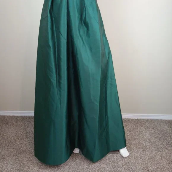 Alfred Sung Strapless Dress Women's Size 6 Hunter Green Sweetheart Belted  D755S